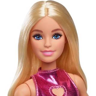 Barbie Fashionistas Doll #230 in Metallic Pink Minidress With Heart Cut-Out
