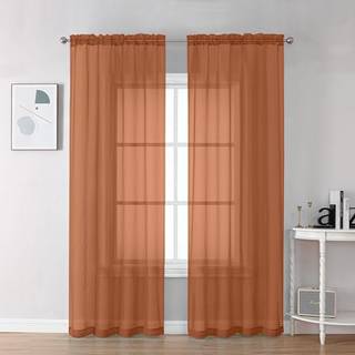Chyhomenyc orange rene gardiner 72 tommer længde 2 paneler Lysfiltrering Soft Airy Rod Pocket Voile Window Curtain Gardin