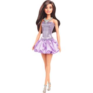 Barbie Fashionistas Doll #234 in Sequined Purple Dress And Silvery Accessories Brown Hair