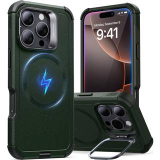ESR til iPhone 16 Pro-sag med stand 23ft Military-Clade Drop Protection Heavy Duty Magnetic Telefonkasse kompatibel med MagSafe tilbehør Cyber ??