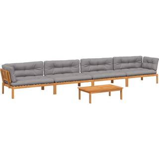 sofasæt til haven 5 dele træpaller med hynder massivt akacietræ