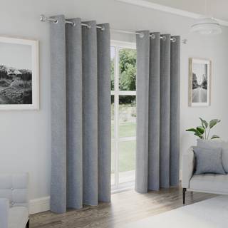 Enhanced Living Enhanced Living Grey Austin Blackout Thermal Linen Look Pair of Eyelet Curtains