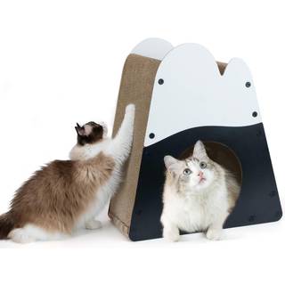 FUKUMARU Cat Scratcher House 19,5 tommer Hyggeligt karton Cat Scratcher bjergform Lodret sengestol Holdbar katteskrabepude til indend?rs katte Si