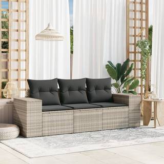 Sofasæt Til Haven 4 Dele Med Hynder Polyrattan Beige - Lysegrå / Uden bord