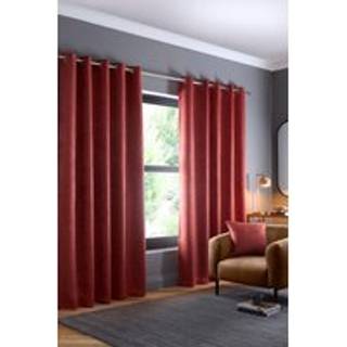 Fusion Fusion Terracotta Strata Room Darkening Woven Pair of Eyelet Curtains