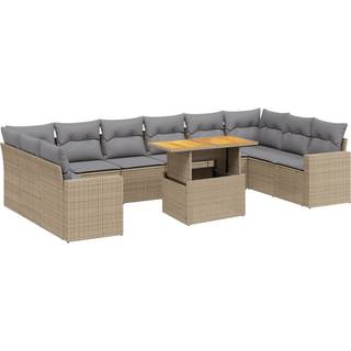 Sofasæt Til Haven 11 Dele Med Hynder Polyrattan - beige og lysegrå / 6x midterdel 4x hjørnedel bord