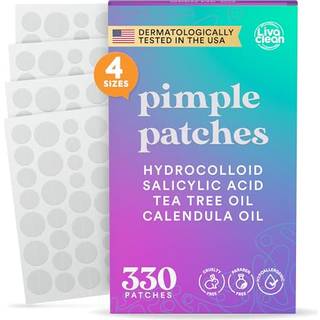 LivaClean 330 CT bumsplastre til ansigt m/salicylsyre Tea Tree Oil & Calendula Oil - Fire st?rrelser - Bumsplaster Hydrokolloid-plaster Acne-plas