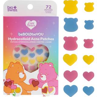 Bioswiss Pimple Patches Care Bears Heart and Bear Shaped Acne Patch til Zits og pletter Hydrokolloid spot -klistermærker til ansigt og hud 72 tæl