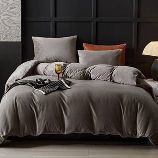 WarmDern Khaki Velvet Dyne Cover King Size Flannel Dyneovertræk Sengetøj sætter 3 stk