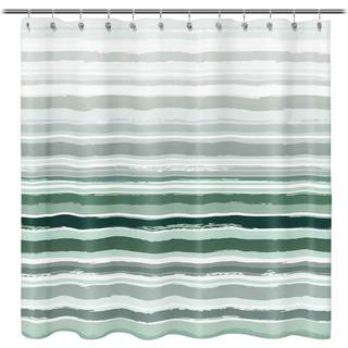 Ombre salvie grøn tekstureret slubbed stof bruser gardin salvie grøn og hvid stribe bruser gardiner til badeværelse dekoration bølge stribede bad