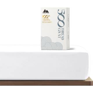 Mayfair Linned Queen St?rrelse monteret ark - 100% bomuld 500 tr?dt?lling Deep Pocket White Queen Monteret Sheet 100% Bomuld Fitted Sheet Queen S