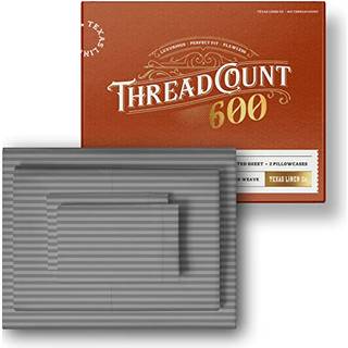 Texas Linned CO. Egyptian Cotton Split King Stripe Sheet Set - 600 trådtælling 5 pc ark til justerbar seng Ekstra lang hæfteklammer Blød køling D