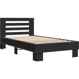 Sengeramme Konstrueret Træ Og Metal Etræsfarve - Sort / 90 x 200 cm