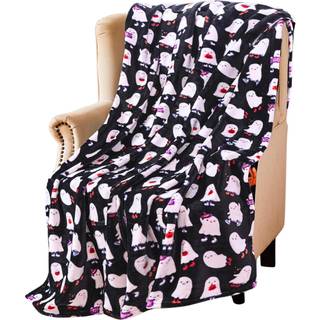 Halloween Ghost Through T?ppe til senget?ppestol stue Soft Warm Fleece Plush T?ppe (Black White Ghost Bash) Oversized 50 """" X 70 """"