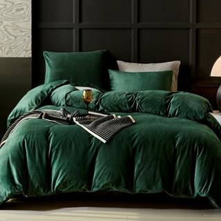 Warmdern Emerald Green Velvet Dyne Cover Queen Size Flannel Dyneovertræk Sengetøj sætter 3 stk