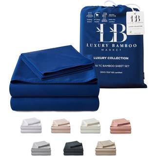 Luksusbambusmarked | Queen Size Bed Sheet Set | 100% viskose lavet af bambus | Organisk dyrket | Ultra bl?d | Afk?lende ark til varme sveller | 1