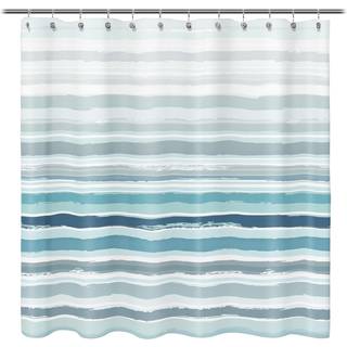 Ombre teal tekstureret slubbed stof bruser gardin teal blå og hvid stribe bruser gardiner til badeværelse dekoration bølge stribede badeværelsesg