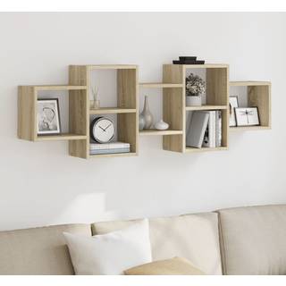 væghylde 129x18x42 cm konstrueret træ sonoma-eg