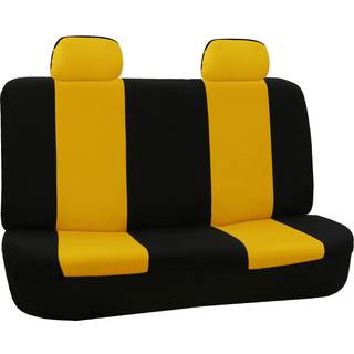 FH Group Universal Solid Bench Car Seat Cover Paser Apardable Heagests- Universal Fit til biler Lastbiler & SUV'er (gul/sort)