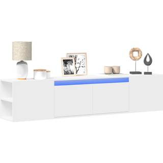 væghængt tv-bord med LED-lys 180x31x39,5 cm hvid