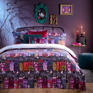 Furn Furn Charcoal Creepy Town Reversible Duvet Cover Set