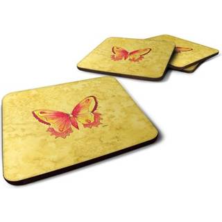 """" Caroline's Treasures 8857FC sommerfugl på gule skumcoasters (sæt på 4) 3,5 """" ""H x 3,5"" """" W multicolor """"