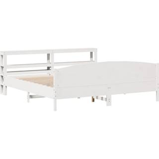 Sengeramme Uden Madras Massivt Fyrretræ - Hvid / 200 x 200 cm