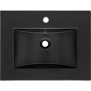 Håndvask med pop-up affald og overløb 61,5x47x17,5 cm sort mat