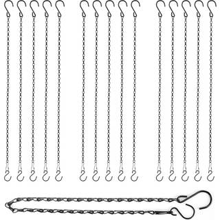 Rifny hængende kæder med kroge 15 stykker 24 tommer sort kæde til hængende fuglefoderplantere Kurve Billboards Lanterner Vindklæder Ornamenter Ud