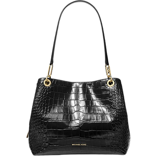 Kensington Large Crocodile Skuldertaske, Black