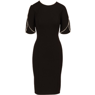 Adrianna Papell Adrianna Papell Strik Crepe Pearl Midi Sort Kjole