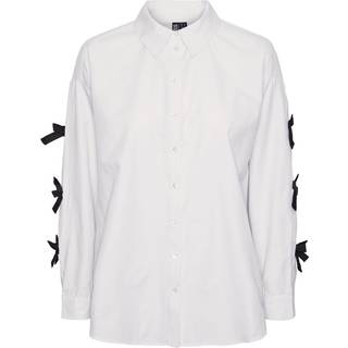 PIECES X DITTE ESTRUP X CILLE FJORD PCBELL SHIRT - Bright White BLACK BOWS - S