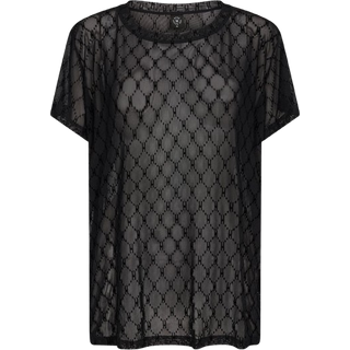 Oversize Mesh Bluse, Black, XS/S