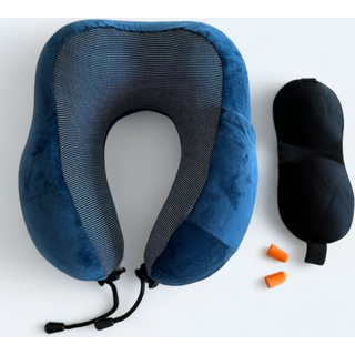 JourneyLife Memory Foam Nakkepude - Velour Blå
