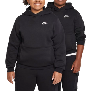 Nike Sportswear Club Fleece-pullover-hættetrøje (udvidet størrelse) til større børn - sort - S+