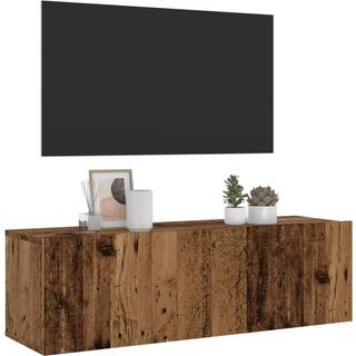væghængt tv-bord 100x30x30 cm konstrueret træ gammelt træ-look