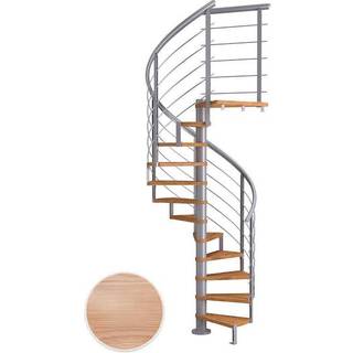 DOLLE Montreal DESIGN spindeltrappe, Ø120 cm, pearl grey/egetræsfiner - 12 trin