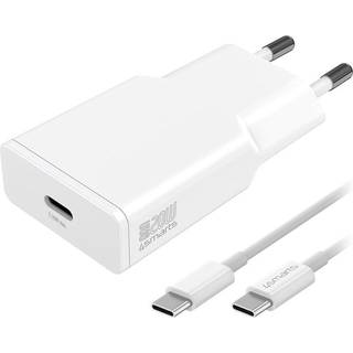 4Smarts PD Slim USB-C Vægoplader 20W GaN m. USB-C Kabel - Hvid