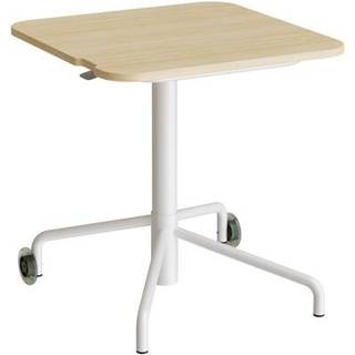 Bord Smile 110, 650x650 mm, Birk laminat, Hvidt stel