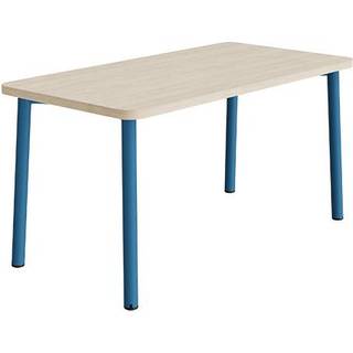 Bord Add 590, 1400x700 mm højde 720 mm med hvidpigmenteret eg, blåt stel