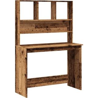 skrivebord m. hylder 102x45x148 cm konstrueret træ antikt træ