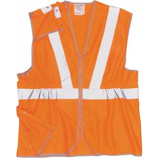 Hi-vis lang vest med lynlås - Orange (Størrelse: S)