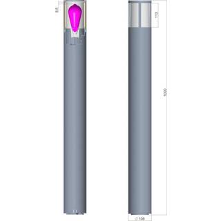 Facado II vejlampe, højde 100 cm, rund, mørkegrå/opal