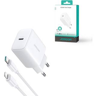 Joyroom PD 20W USB-C hurtigoplader med 20W USB-C til Lightning-kabel, 1m - Hvid