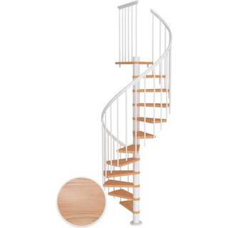 DOLLE Montreal CLASSIC 3 spindeltrappe, Ø120 cm, hvid/egetræsfiner - 14 trin