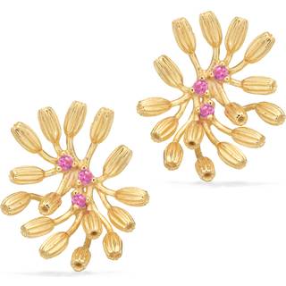 Scrouples øreringe blomst pink cubic zirkonia i forgyldt
