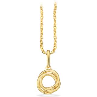 Scrouples vedhæng knude i 8 kt guld med forgyldt kæde