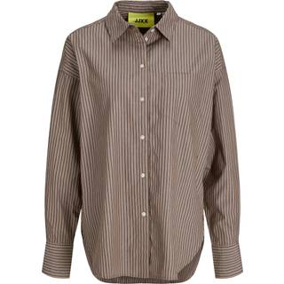 JJXX - Jxjamie Ls Relaxed Poplin - Bluser og skjorter til kvinder - Seal Brown Stripes - L