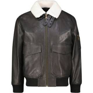 HUGO Herren Lederjacke schwarz unifarben