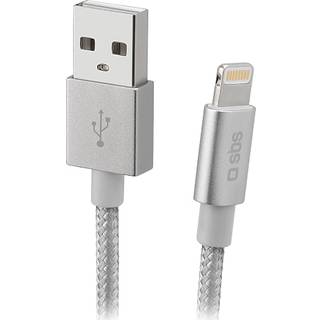 SBS USB-lightning flettet kabel 1 meter - grå